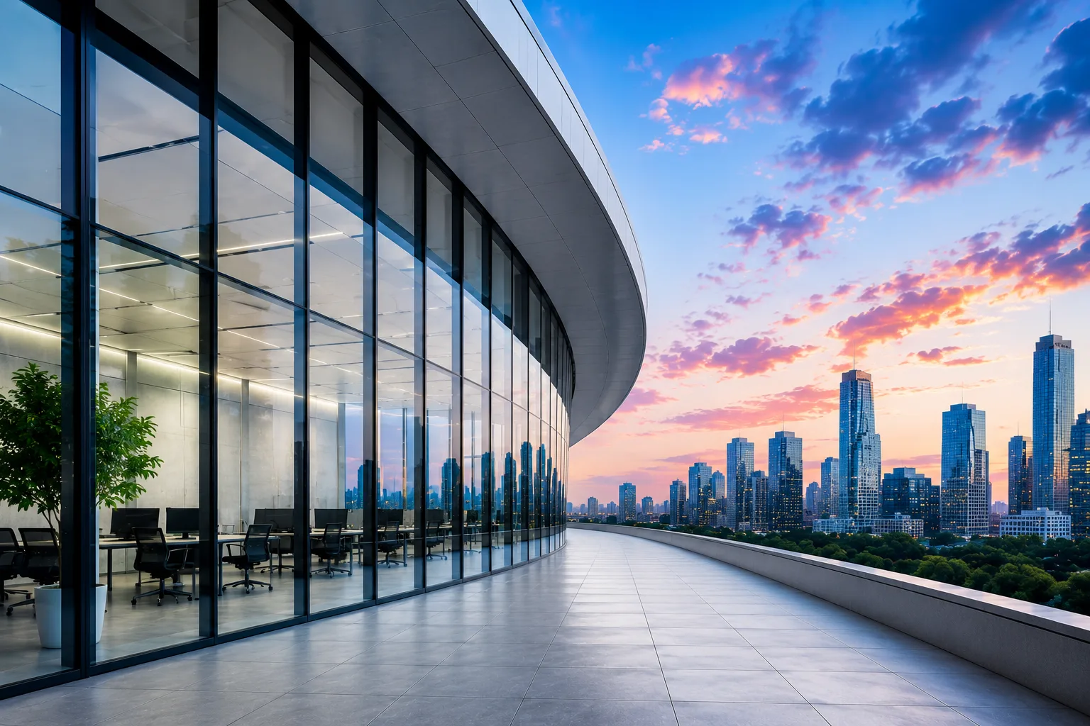 Trusted software development partner in India — modern office and city skyline