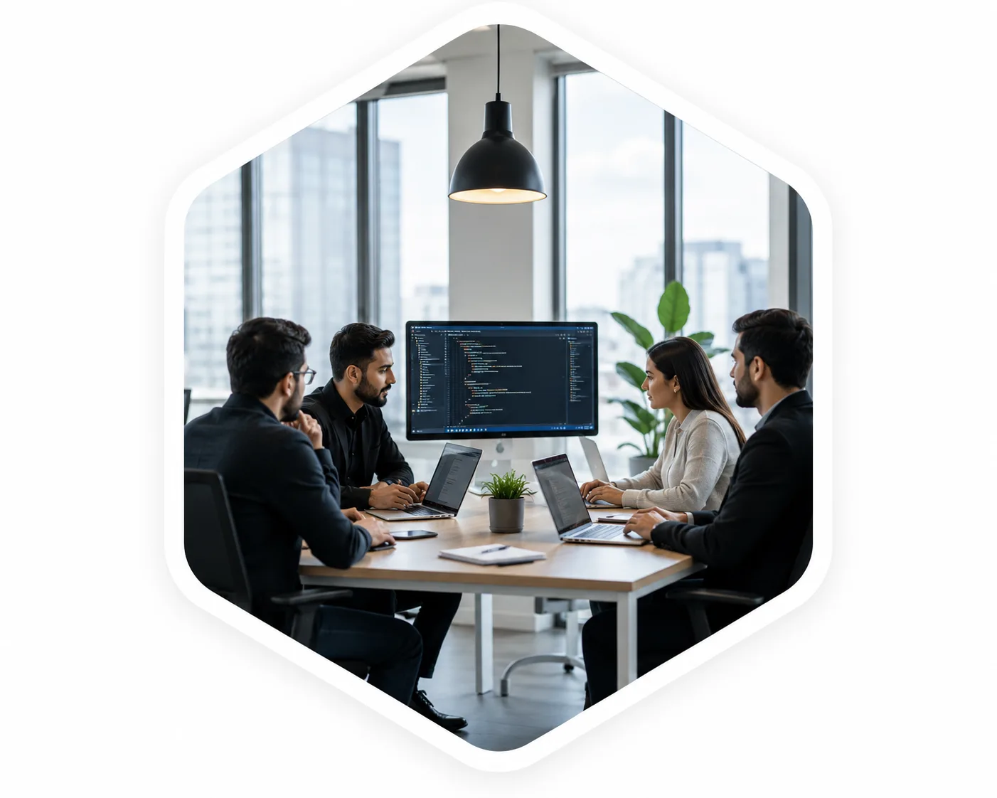 Vincora software development team collaborating in the office
